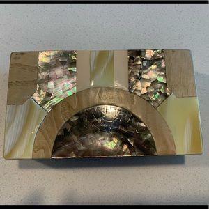 Lanvin Wood, Lucite & Mother of Pearl Clutch